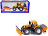 New Holland T7070 Tractor with Ploughing Plate and Salt Spreader Yellow 1/50 Diecast Model by Siku