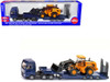 MAN Truck Blue Metallic with Low Loader Trailer and JCB 457 Wheel Loader Yellow 1/87 (HO) Diecast Model by Siku