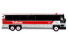 2001 MCI D4000 Coach Bus "Trailways - Blue Ridge" White and Red "Vintage Bus & Motorcoach Collection" Limited Edition to 504 pieces Worldwide 1/87 (HO) Diecast Model by Iconic Replicas