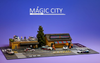 1/64 Magic City Martini Theme Body Shop & Bus Station Diorama with Lights (car models & figures NOT included)