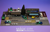 1/64 Magic City Falken Theme Body Shop & Bus Station Diorama with Lights (car models & figures NOT included)