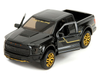 2017 Ford F-150 Raptor Pickup Truck Black Metallic with Gold Stripes "Pink Slips" Series 1/32 Diecast Model Car by Jada