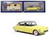 1960 Citroen DS 19 Jonquille Yellow with Silver Top and Caravan Digue Panoramic Trailer Beige 1/18 Diecast Model Car by Norev