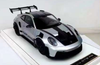 1/18 AI Model Porsche 911 GT3 RS 992 (GT Silver) Car Model with White Base Limited 38 Pieces