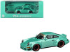 Porsche RWB 964 Widebody Tiffany Blue Metallic with Extra Wheels and Spoiler 1/64 Diecast Model Car by CM Models