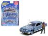 1984 Oldsmobile Cutlass Lowrider Blue Metallic with Graphics and Blue Interior and Diecast Figure Limited Edition to 3600 pieces Worldwide 1/64 Diecast Model Car by Johnny Lightning