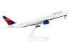 Boeing 777-200 Commercial Aircraft with Landing Gear "Delta Air Lines" (N709DN) White with Blue and Red Tail (Snap-Fit) 1/200 Plastic Model by Skymarks