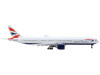 Boeing 777-300ER Commercial Aircraft with Flaps Down "British Airways" (G-STBH) White with Striped Tail 1/400 Diecast Model Airplane by GeminiJets