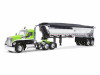 Kenworth W990 Day Cab and MAC Half-Round Tandem-Axle Dump Trailer Lime Green and Black 1/64 Diecast Model by DCP/First Gear