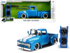 1956 Ford F-100 Pickup Truck Metallic Light Blue with White Stripes and Extra Wheels "Just Trucks" Series 1/24 Diecast Model Car by Jada
