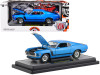 1970 Ford Mustang BOSS 302 Medium Blue Metallic with Black Stripe Limited Edition to 5,880 pieces Worldwide 1/24 Diecast Model Car by M2 Machines