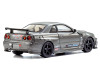 1/64 Kyosho Nissan Skyline GT-R (NISMO BNR34 CRS Version) with MOTN LED Base Compatible (Grey) Car Model