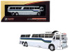 1970 MCI MC-7 Challenger Intercity Motorcoach "Voyageur" "Destination: Montreal" (Canada) White and Silver with Stripes "Vintage Bus & Motorcoach Collection" 1/87 (HO) Diecast Model by Iconic Replicas