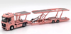 1/64 Shadow Pro Mercedes-Benz Actros Double Level Trailer with Honda Fit #23 Pink Pig Diecast Car Model