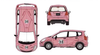1/64 Shadow Pro Mercedes-Benz Actros Double Level Trailer with Honda Fit #23 Pink Pig Diecast Car Model