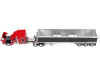 1/64 First Gear Kenworth W990 with 76" Mid-Roof Sleeper & Lode King Distinction Hooper Trailer (Red) Diecast Car Model