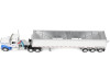 1/64 First Gear Kenworth W990 Day Cab & Lode King Distinction Hopper Trailer (White & Blue) Diecast Car Model