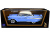 1957 Chevrolet Bel Air Hardtop Light Blue with White Top 1/18 Diecast Model Car by Road Signature