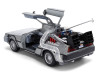 DeLorean Brushed Metal Time Machine with Lights "Back to the Future" (1985) Movie "40th Anniversary" Special Packaging "Hollywood Rides" Series 1/24 Diecast Model Car by Jada