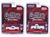 1956 Ford F-100 Pickup Truck and 1965 Ford Mustang Fastback White Set of 2 Cars "Gas Monkey Garage" (2012-Current TV Series) 1/64 Diecast Model Cars by Greenlight