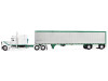 1/64 First Gear Peterbilt Model 389 (White & Green) with 63” Mid-Roof Sleeper & 53’ Utility Trailer Diecast Car Model