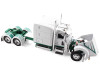 1/64 First Gear Peterbilt Model 389 (White & Green) with 63” Mid-Roof Sleeper & 53’ Utility Trailer Diecast Car Model