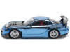 Mazda RX-7 RE-Amemiya Widebody RHD (Right Hand Drive) Blue Chrome with Carbon Hood 1/64 Diecast Model Car by Pop Race
