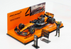 1/43 Minichamps 2025 Formula 1 Abu Dhabi GP 3rd Place Mclaren MCL39 #4 Lando Norris 2025 F1 World Champion Car Model with Pit Board & Lando Norris Figure