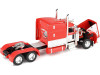 Peterbilt 389 with 63" Mid-Roof Sleeper and Heil Fuel Tank Trailer "Busted Knuckle Garage" Red and White 1/64 Diecast Model by DCP/First Gear