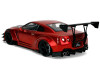 Nissan GT-R (R35) Liberty Walk Body Kit 2.0 RHD (Right Hand Drive) Red Metallic with Carbon Hood "Pink Slips" Series 1/18 Diecast Model Car by Jada