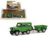 OPEN PACKAGE 1/64 Greenlight 1972 Nissan Patrol Green with 1/4 Ton Cargo Trailer "Hitch & Tow" Series 25 Diecast Car Model