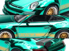 997 RWB Spectraflame Teal with Gold Stripes "Tokyo Auto Salon - Hong Kong 2025" 1/64 Diecast Model Car by Pop Race