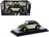 1952 Volkswagen Beetle Deluxe Model Dark Green with Beige Sides Limited Edition to 5250 pieces Worldwide 1/24 Diecast Model Car by M2 Machines
