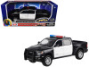 2019 RAM 1500 Laramie Crew Cab Pickup Truck Black and White with Flashing Light Bar and Front and Rear Lights and Sounds 1/27 Diecast Model Car by Motormax