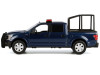 2019 RAM 1500 Laramie Crew Cab Pickup Truck with Bed Cage Dark Blue with Flashing Light Bar and Front and Rear Lights and Sounds 1/27 Diecast Model Car by Motormax