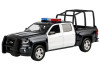 2017 Chevrolet Silverado 1500 LT Z71 Crew Cab Pickup Truck with Bed Cage Black and White with Flashing Light Bar and Front and Rear Lights and Sounds 1/27 Diecast Model Car by Motormax