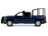 2017 Chevrolet Silverado 1500 LT Z71 Crew Cab Pickup Truck with Bed Cage Dark Blue with Flashing Light Bar and Front and Rear Lights and Sounds 1/27 Diecast Model Car by Motormax