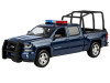 2017 Chevrolet Silverado 1500 LT Z71 Crew Cab Pickup Truck with Bed Cage Dark Blue with Flashing Light Bar and Front and Rear Lights and Sounds 1/27 Diecast Model Car by Motormax