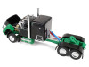 1/64 First Gear Ford LTL 9000 with 60” Flat Top Sleeper & 45’ Wilson Vintage Livestock Trailer (Black & Green) Diecast Model