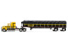 1/64 First Gear Ford LTL 9000 with 60” Aerodyne Sleeper & 53’ Wilson RoadbruteTM Flatbed Trailer with Covered Wagon (Black & Yellow) Diecast Model