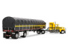 1/64 First Gear Ford LTL 9000 with 60” Aerodyne Sleeper & 53’ Wilson RoadbruteTM Flatbed Trailer with Covered Wagon (Black & Yellow) Diecast Model