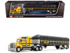 1/64 First Gear Ford LTL 9000 with 60” Aerodyne Sleeper & 53’ Wilson RoadbruteTM Flatbed Trailer with Covered Wagon (Black & Yellow) Diecast Model
