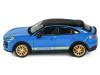 Porsche Cayenne Turbo GT Blue with Black Top and Gold Stripes 1/64 Diecast Model Car by Trends Hobby