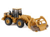 CAT Caterpillar 950G Wheel Loader Yellow with Log Fork and Wood Log Accessories 1/87 (HO) Diecast Model by Diecast Masters