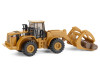 CAT Caterpillar 950G Wheel Loader Yellow with Log Fork and Wood Log Accessories 1/87 (HO) Diecast Model by Diecast Masters