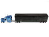 1/64 First Gear Peterbilt Model 589 (Blue & Black) with 72" Mid-Roof Sleeper & Wilson Silverstar Livestock Trailer Diecast Model