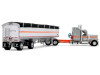 1/64 First Gear Peterbilt Model 589 (Silver & Orange) with 58" Mid-Roof Sleeper & 50' Wilson Pacesette Grain Trailer Diecast Model