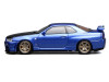 Nissan Skyline GT-R (R34) V-Spec II RHD (Right Hand Drive) Bayside Blue Metallic with Carbon Hood "Senior 64" Series 1/64 Diecast Model Car by MotorHelix