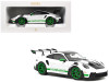 1/18 Norev 2022 Porsche 911 GT3 RS Weissach Package (White with Green Stripes & Carbon Hood & Top) Diecast Car Model