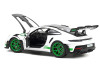 2022 Porsche 911 GT3 RS Weissach Pack White with Green Stripes And Carbon Hood and Top 1/18 Diecast Model Car by Norev